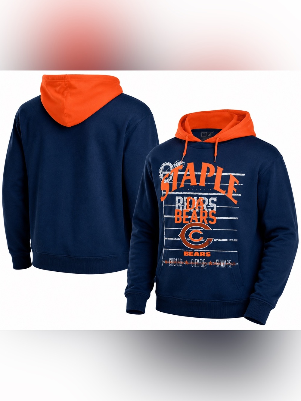 NFL Chicago Bears Staple Hoodie Small Blue Orange Pullover Sweatshirt Men’s S